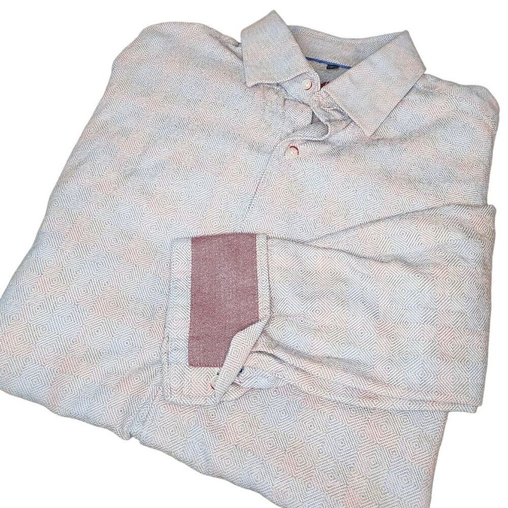 Visconti Black‎ Button Up Long Sleeve Geometric Print Shirt - Med